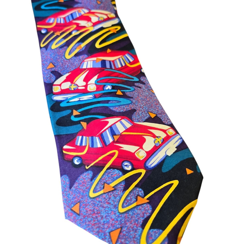 The Beatles Men's Tie Drive My Car Purple Original Art Red Car‎ Vintage